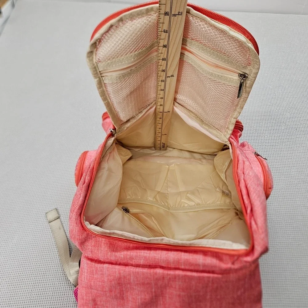 Disney Minnie Mouse Backpack Coral Pink Diaper Bag‎ Travel Organizer Insulated